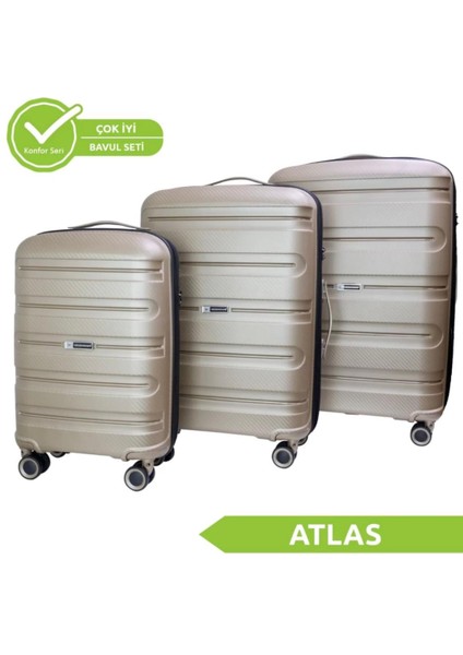 Atlas Polipropilen (Pp) Kırılmaz Garantili 3lü Valiz Seti