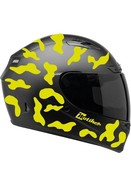 Neon Sarı Kamuflaj Kask Sticker Modeli 2
