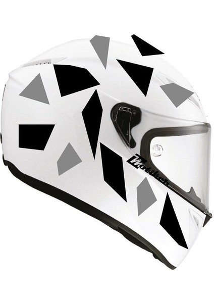 Kare Gri Siyah Kamuflaj Kask Sticker Modeli 2
