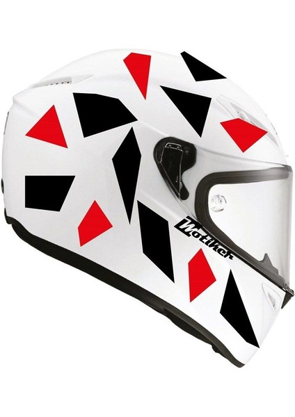 Kare Siyah Kırmızı Kamuflaj Kask Sticker Modeli 2