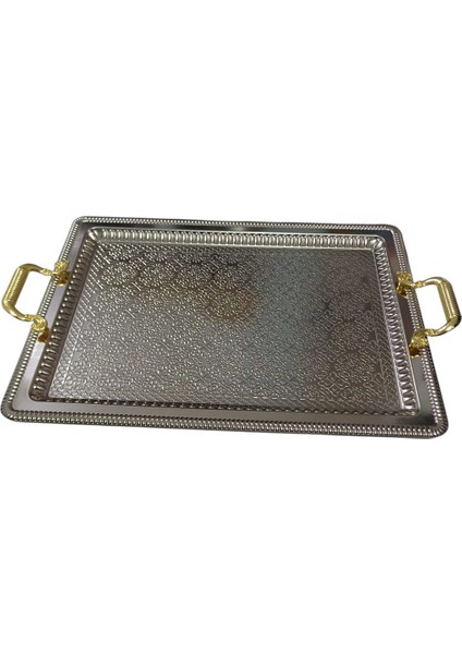 Dikdörtgen Çelik Paslanmaz Büyük Boy Tepsi 52X40 cm CKR3543