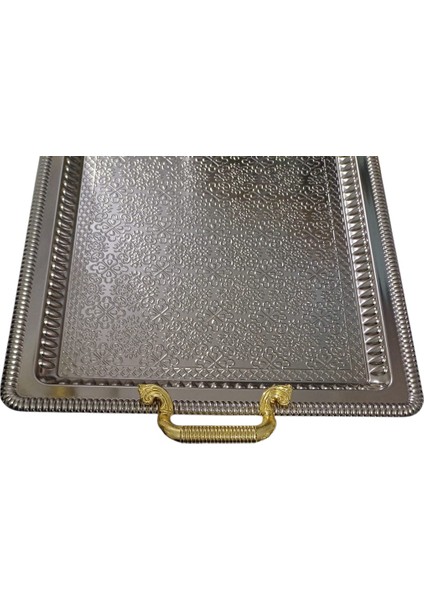 Dikdörtgen Çelik Paslanmaz Büyük Boy Tepsi 52X40 cm CKR3543