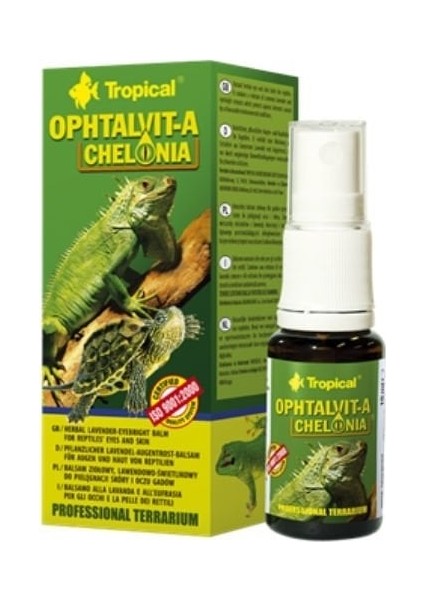 Ophtalvit-A Chelonia Sürüngenler Için Göz ve Deri Bakım Spreyi 15 ml
