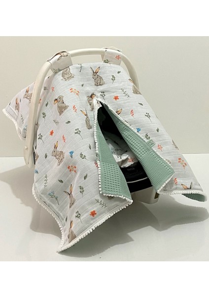 Pamuk Müslin Çok Amaçlı Çift Katlı Müslin Puset Örtüsü ve Minderi