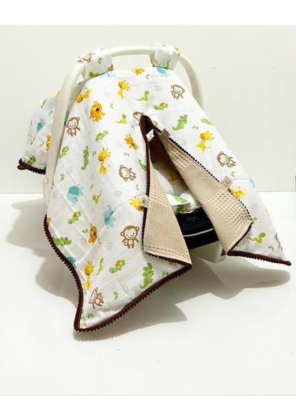 Pamuk Müslin Çok Amaçlı Çift Katlı Müslin Puset Örtüsü ve Minderi