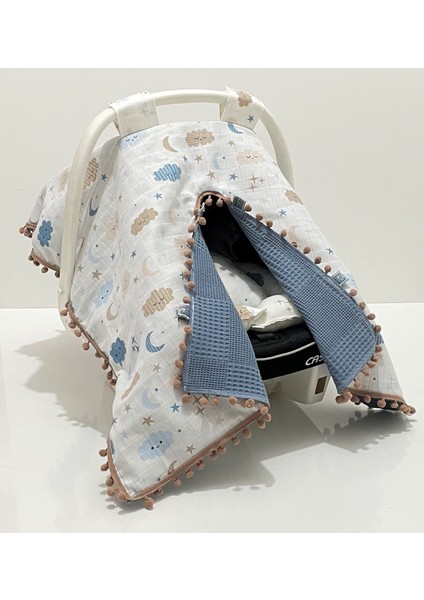 Pamuk Müslin Çok Amaçlı Çift Katlı Müslin Puset Örtüsü ve Minderi