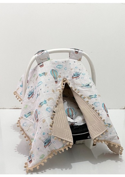 Pamuk Müslin Çok Amaçlı Çift Katlı Müslin Puset Örtüsü ve Minderi