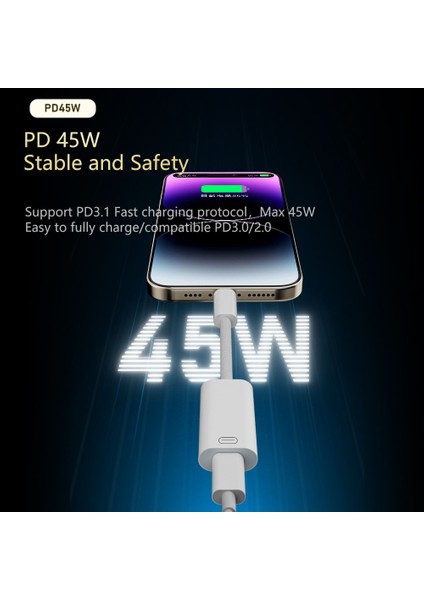 45W Type C To Lightning Kulaklık Dönüştürücü Hızlı Şarj iPhone iPad Macbook Yuva Çevirici Müzik Dinleme Arama Otgklk fiyatları