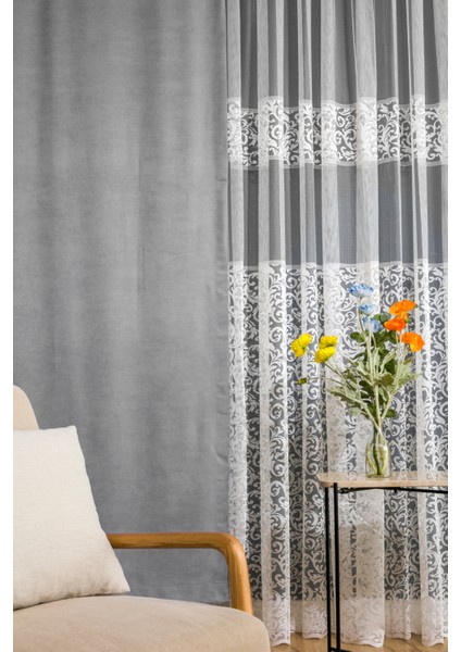 Kullanıma Hazır Gri Rengi Pilesiz Ekstraforlu Düz Dikim Fon Perde Tek Kanat 12488 indirimleri