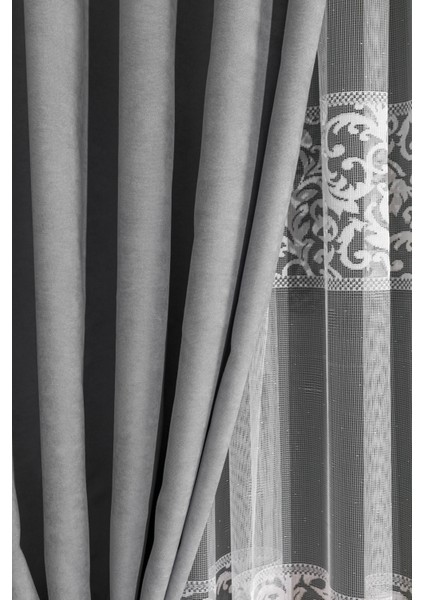 Kullanıma Hazır Gri Rengi Pilesiz Ekstraforlu Düz Dikim Fon Perde Tek Kanat 12488 fiyatları