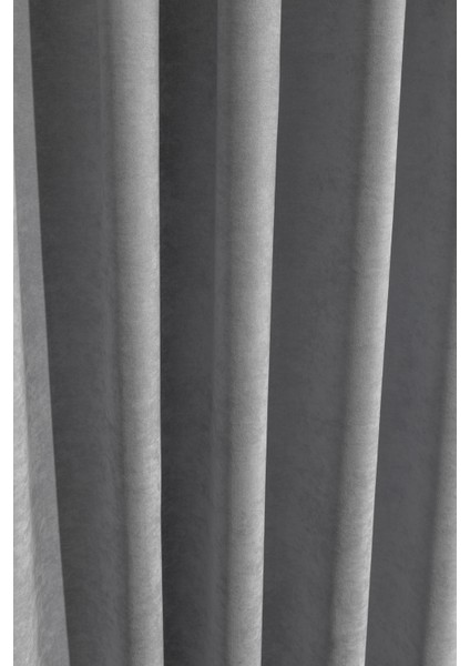 Kullanıma Hazır Gri Rengi Pilesiz Ekstraforlu Düz Dikim Fon Perde Tek Kanat 12488 modelleri