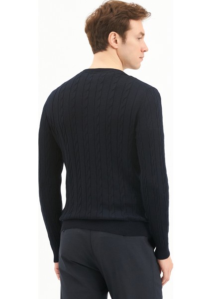 Erkek Regular Fıt Triko Kazak-Lacivert fiyatları