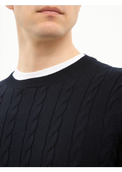 Erkek Regular Fıt Triko Kazak-Lacivert indirimleri