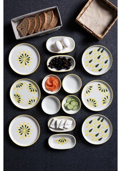 14 Parça 6 Kişilik Handmade Duru Kahvaltı Takımı - Lüx Kahvaltılık Sunum Seti