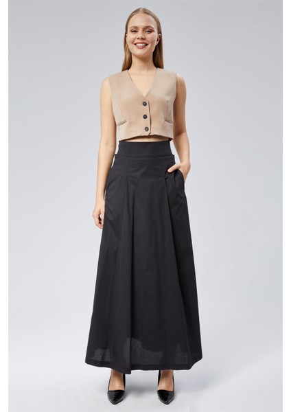 Korsajı Fiyonklu Uzun Etek