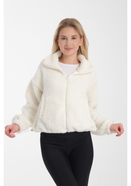 Dik Yaka Lastik Detaylı Çift Cepli Peluş Ceket indirimleri