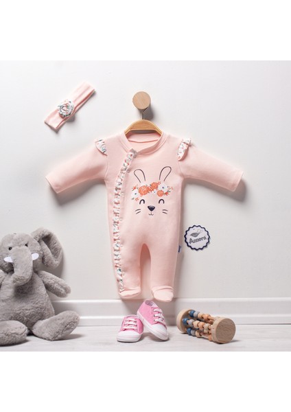 Çiçekli Tavşan Kız Bebek Tulumu