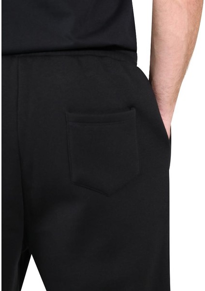 Siyah Erkek Jogger, 3 Iplik Kumaş, Normal Fit