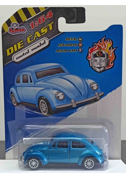 Dianomi Vardem 1:64 Ölçek Volkswagen Mavi// Çek Bırak Metal Araba Kapılar Açılır 8 cm