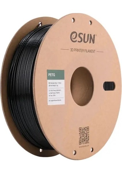 Petg Düz Siyah Filament 1.75MM 1 kg