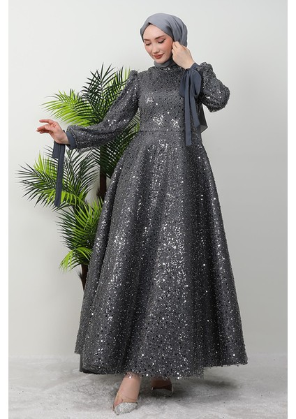 Tansu Tesettür Abiye Koyu Gri fiyatları