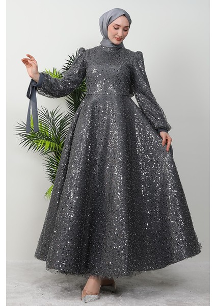 Tansu Tesettür Abiye Koyu Gri fırsatları