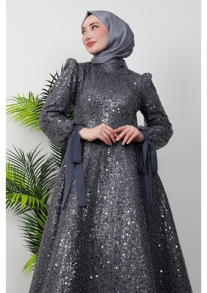 Tansu Tesettür Abiye Koyu Gri indirimleri