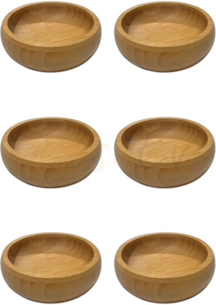 6’lı Bambu Yuvarlak Çerezlik Bambu Çerez Kasesi 8 cm