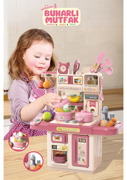 Buharlı Işıklı Sulu Mutfak Oyuncak Seti – Küçük Şeflere Özel!