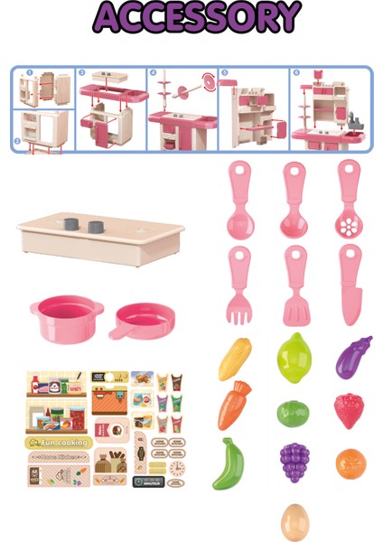 Buharlı Işıklı Sulu Mutfak Oyuncak Seti – Küçük Şeflere Özel! modelleri