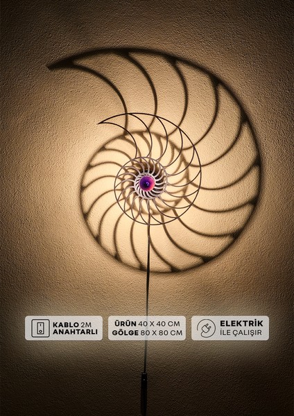 "nautilus" 2m Anahtarlı Dekoratif Desenli Gölge Aplik