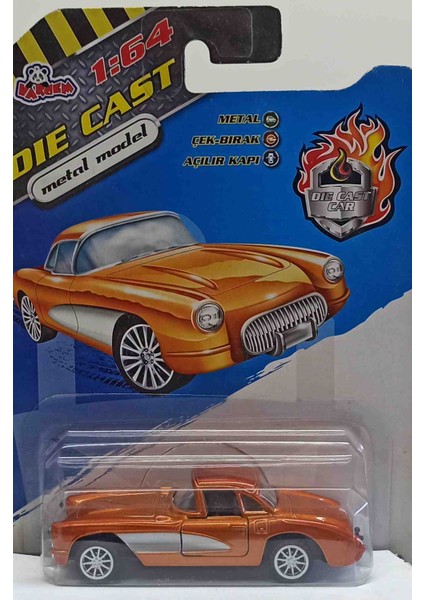 Dianomi Vardem 1:64 Ölçek Chevrolet Corvette// Çek Bırak 8 cm Metal Araba Kapılar Açılır