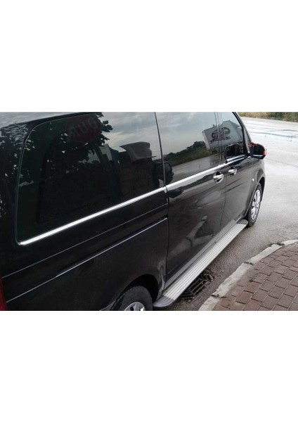 Mercedes VITO/W447 Krom Cam Alt Çıtaları 8 Parça Tek Sürgülü (L2: Orta Şase) 2014 ve Sonrası