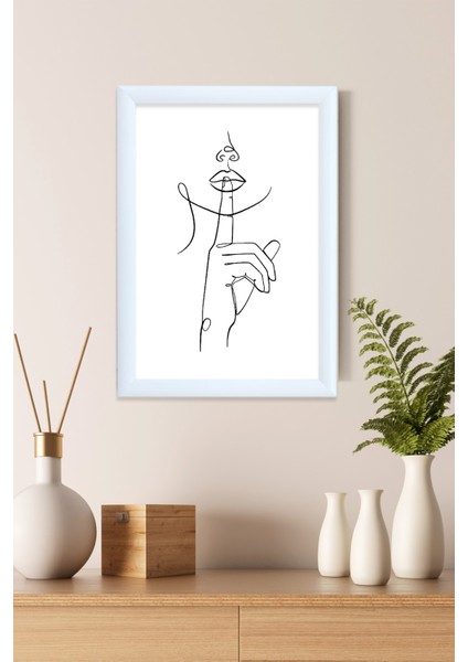 Woman Line Art Çerçeveli Camlı Tablo 23.5 x 33,5