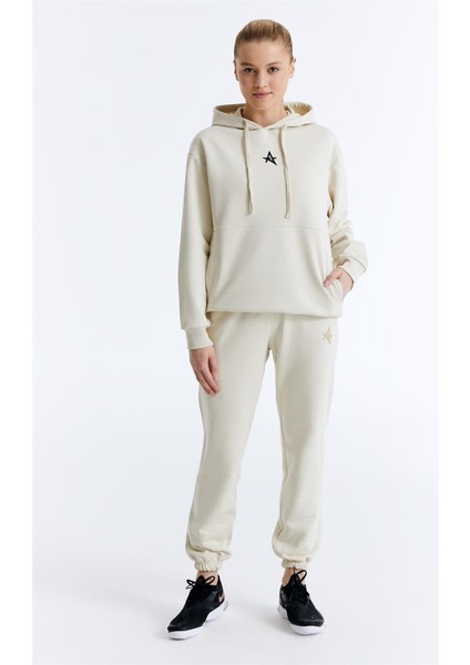 ED7749-03 Star Kadın Kapüşonlu Sweatshirt'ü Bej indirimleri