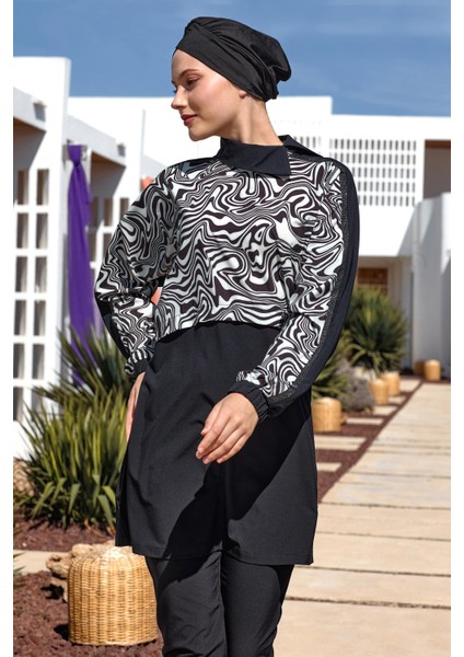 Zebrı Uzun Kollu Tesettür Mayo 1224