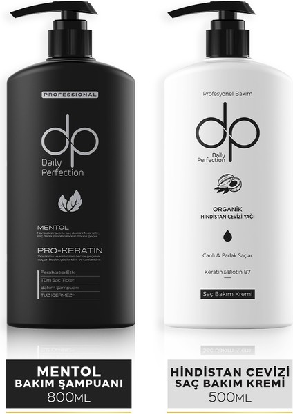 Şampuan Mentol 800 ml & Saç Bakım Kremi Hindistan Cevizi 500 ml