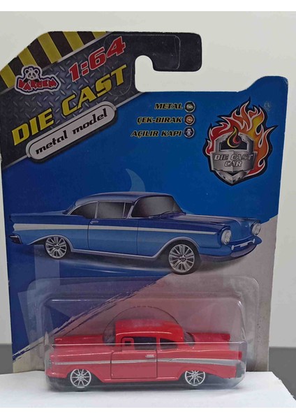 Dianomi Vardem 1:64 Chevrolet Bel/air Kırmızı// Çek Bırak 8 cm Metal Araba