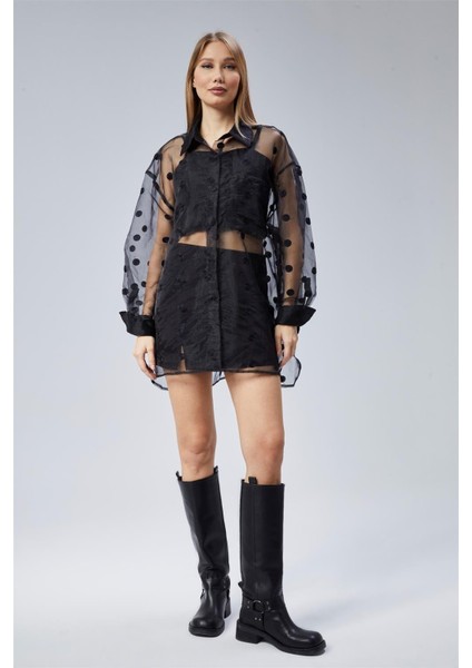 Puantiyeli Organze Gömlek