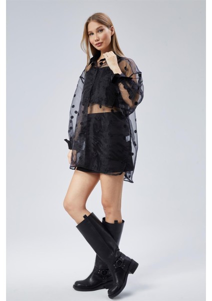 Puantiyeli Organze Gömlek modelleri