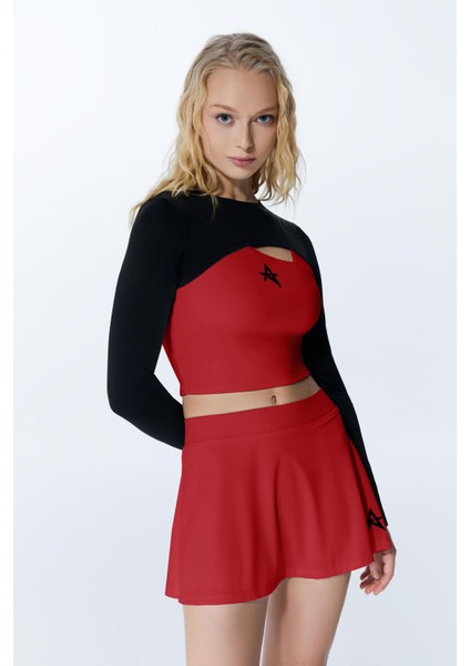 ED 7747-05 Serena Dry-touch Kadın Tenis Eteği Koyu Kırmızı ( Tenis , Golf , Pickleball , Dans )