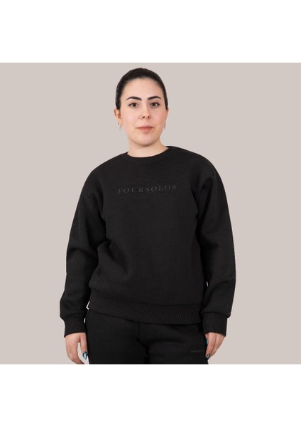 Siyah Kadın Sweatshirt, 3 Iplik Kumaş, Normal Fit indirimleri