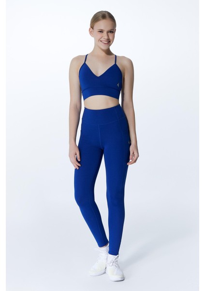 Ed 2338-01 Carolina Cepli Uzun Sporcu Tayt Royal