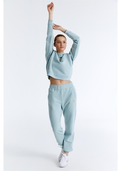 ED7739-06 Coach Crop Kadın Kapüşonlu Sweatshirt'ü Su Mavisi fırsatları