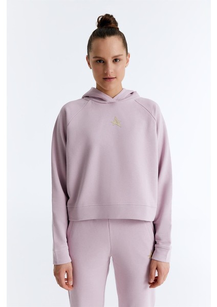 ED7739-13 Coach Crop Kadın Kapüşonlu Sweatshirt'ü Pembe modelleri