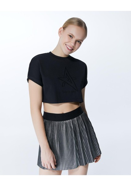 ED2316-01 Coco Pilise Genç Kız ve Kadın Etek Gümüş Metalik ( Günlük , Gece , Kokteyl , Dans , Spor )