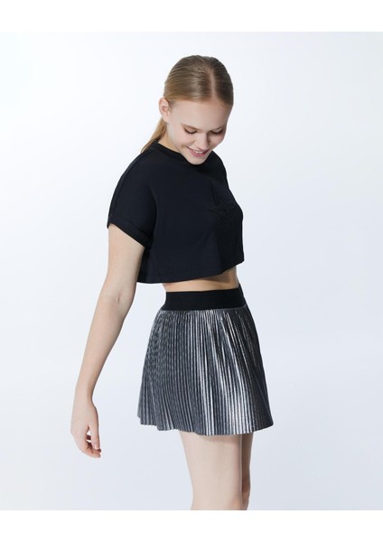 ED2316-01 Coco Pilise Genç Kız ve Kadın Etek Gümüş Metalik ( Günlük , Gece , Kokteyl , Dans , Spor ) fırsatları