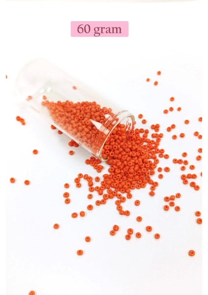 Dökme Cam Kum Boncuk (11/0) 2 mm - 60 Gram - Turuncu - BNC048