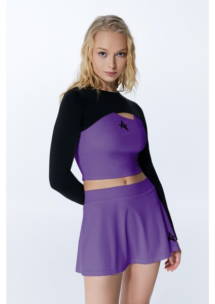 ED7747-16 Serena Dry-Touch Kadın Tenis Eteği Mor (Tenis, Golf, Pickleball, Dans)