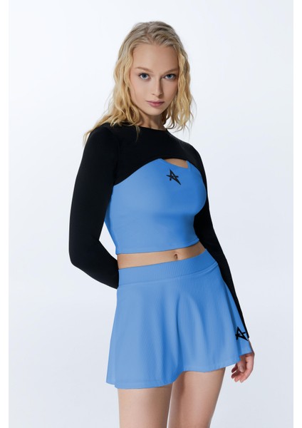 ED7747-18 Serena Dry-Touch Kadın Tenis Eteği Mavi ( Tenis , Golf , Pickleball , Dans )